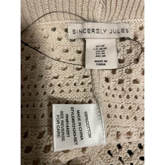 Sincerely Jules Women Pants Medium Cream Crochet Sheer Flare Festival Boho Beach - Picture 5 of 9